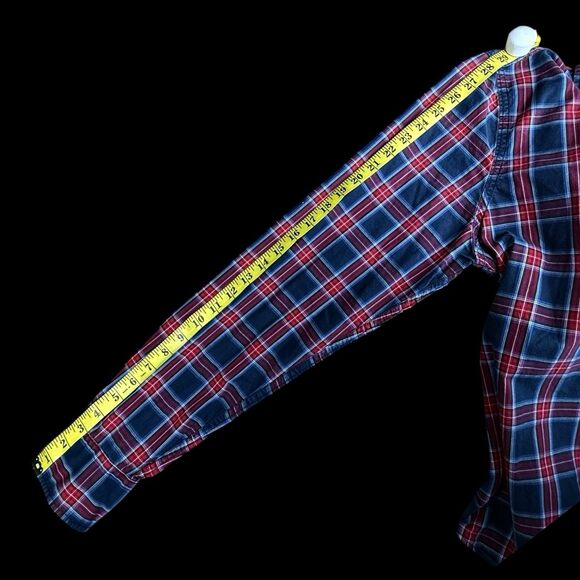 Abercrombie & Fitch Muscle Plaid Button Up Shirt Men's Medium M Red Blue - Picture 15 of 16